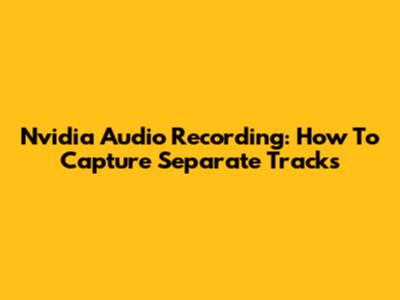 Nvidia Audio Recording: How To Capture Separate Tracks