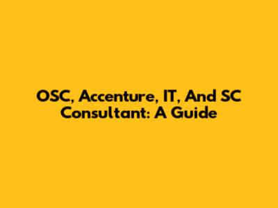 OSC, Accenture, IT, And SC Consultant: A Guide