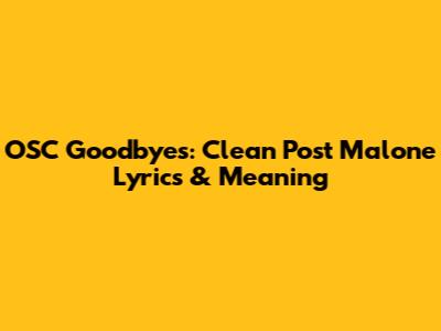 OSC Goodbyes: Clean Post Malone Lyrics & Meaning