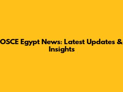 OSCE Egypt News: Latest Updates & Insights