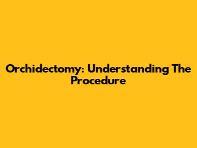 Orchidectomy: Understanding The Procedure