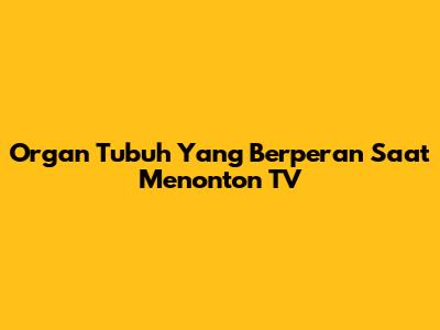Organ Tubuh Yang Berperan Saat Menonton TV