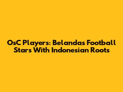 OsC Players: Belanda's Football Stars With Indonesian Roots