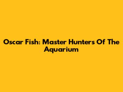 Oscar Fish: Master Hunters Of The Aquarium