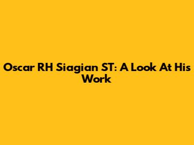 Oscar RH Siagian ST: A Look At His Work