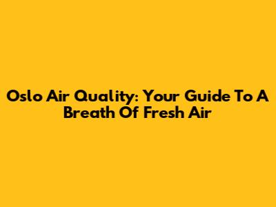 Oslo Air Quality: Your Guide To A Breath Of Fresh Air