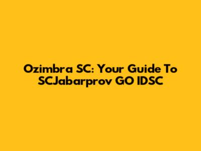 Ozimbra SC: Your Guide To SCJabarprov GO IDSC