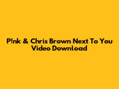 P!nk & Chris Brown 'Next To You' Video Download