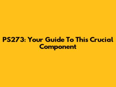 PS273: Your Guide To This Crucial Component