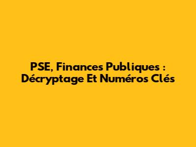 PSE, Finances Publiques : Décryptage Et Numéros Clés
