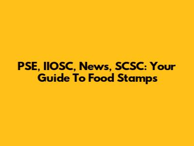 PSE, IIOSC, News, SCSC: Your Guide To Food Stamps