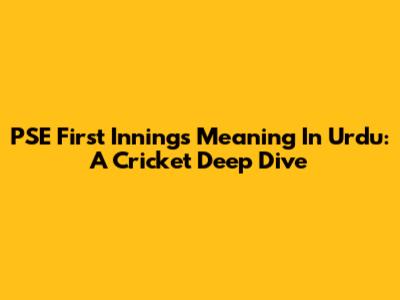 PSE First Innings Meaning In Urdu: A Cricket Deep Dive
