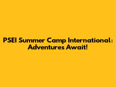 PSEI Summer Camp International: Adventures Await!