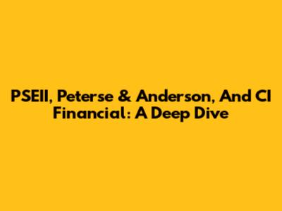 PSEII, Peterse & Anderson, And CI Financial: A Deep Dive