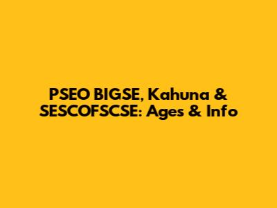 PSEO BIGSE, Kahuna & SESCOFSCSE: Ages & Info