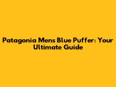 Patagonia Men's Blue Puffer: Your Ultimate Guide