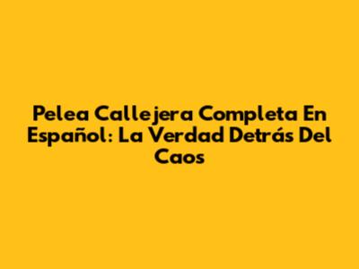 Pelea Callejera Completa En Español: La Verdad Detrás Del Caos