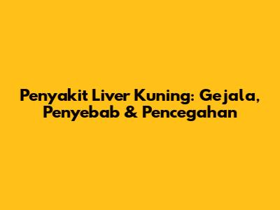 Penyakit Liver Kuning: Gejala, Penyebab & Pencegahan