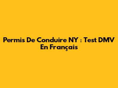 Permis De Conduire NY : Test DMV En Français