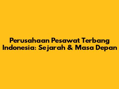 Perusahaan Pesawat Terbang Indonesia: Sejarah & Masa Depan