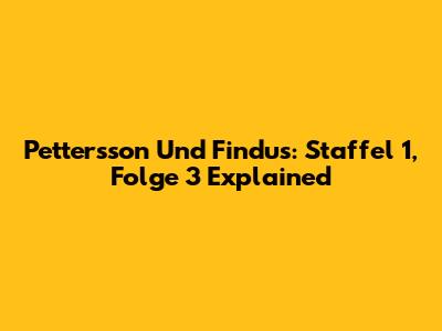 Pettersson Und Findus: Staffel 1, Folge 3 Explained