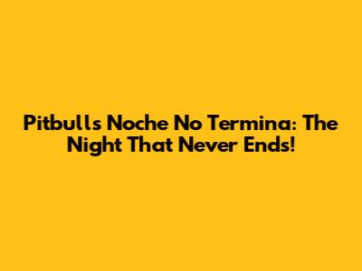 Pitbull's 'Noche No Termina': The Night That Never Ends!