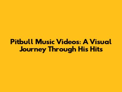 Pitbull Music Videos: A Visual Journey Through His Hits