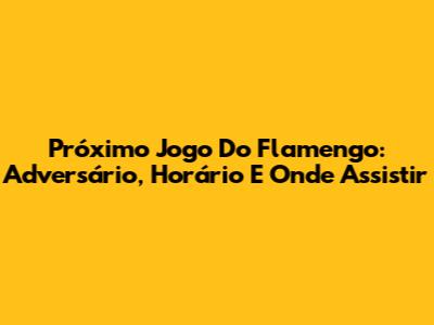 Próximo Jogo Do Flamengo: Adversário, Horário E Onde Assistir