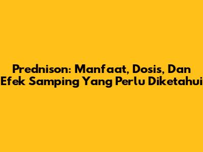 Prednison: Manfaat, Dosis, Dan Efek Samping Yang Perlu Diketahui