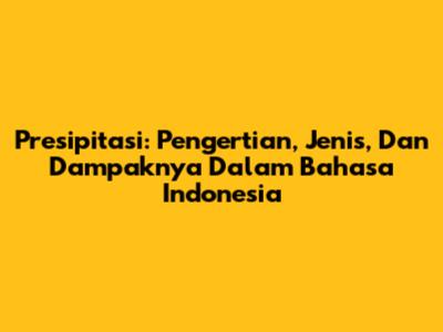 Presipitasi: Pengertian, Jenis, Dan Dampaknya Dalam Bahasa Indonesia