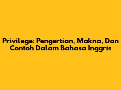 Privilege: Pengertian, Makna, Dan Contoh Dalam Bahasa Inggris