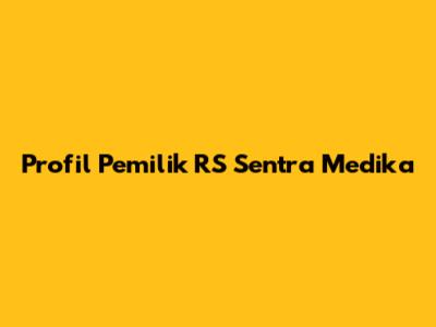 Profil Pemilik RS Sentra Medika
