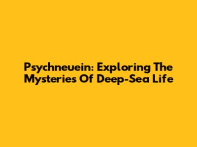 Psychneuein: Exploring The Mysteries Of Deep-Sea Life