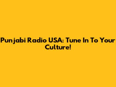 Punjabi Radio USA: Tune In To Your Culture!