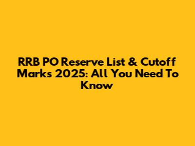 RRB PO Reserve List & Cutoff Marks 2025: All You Need To Know