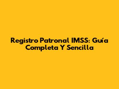 Registro Patronal IMSS: Guía Completa Y Sencilla