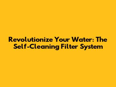 Revolutionize Your Water: The Self-Cleaning Filter System
