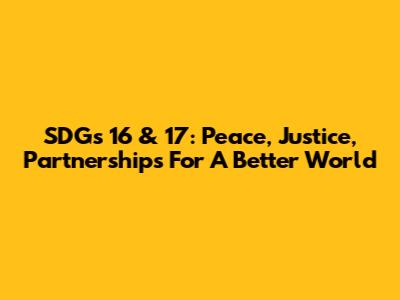 SDGs 16 & 17: Peace, Justice, Partnerships For A Better World