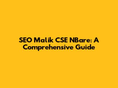 SEO Malik CSE NBare: A Comprehensive Guide