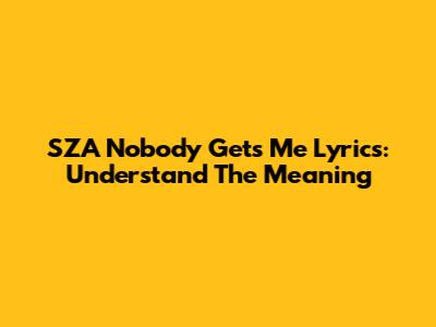 SZA "Nobody Gets Me" Lyrics: Understand The Meaning