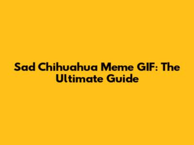 Sad Chihuahua Meme GIF: The Ultimate Guide
