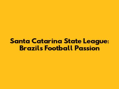 Santa Catarina State League: Brazil's Football Passion