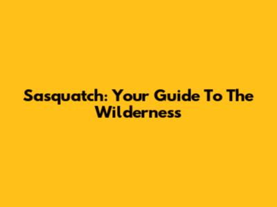 Sasquatch: Your Guide To The Wilderness