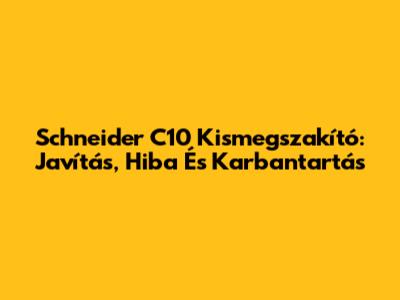 Schneider C10 Kismegszakító: Javítás, Hiba És Karbantartás
