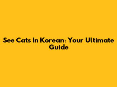See Cats In Korean: Your Ultimate Guide