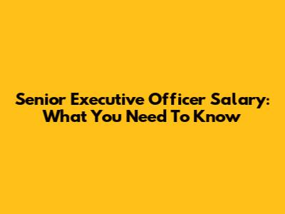 Senior Executive Officer Salary: What You Need To Know
