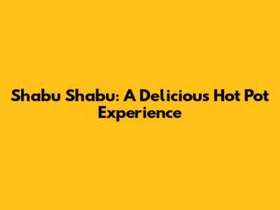 Shabu Shabu: A Delicious Hot Pot Experience
