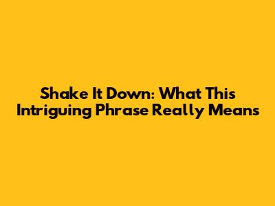 Shake It Down: What This Intriguing Phrase Really Means