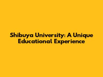 Shibuya University: A Unique Educational Experience