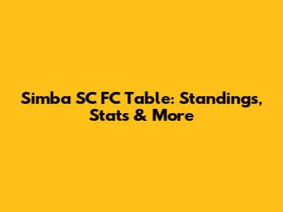 Simba SC FC Table: Standings, Stats & More